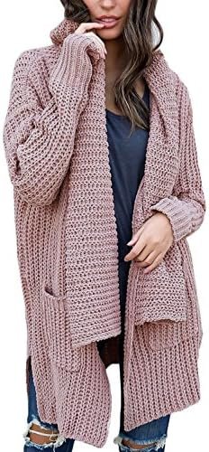 Pink Chunky Knit Cardigan with Pockets