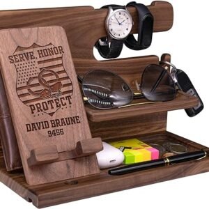 Police Phone Docking Station - Personalized Nightstand Organizer