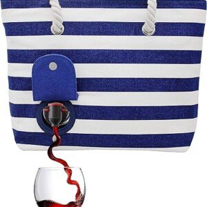 PortoVino Canvas Beach Bag - Hidden Spout Drink Purse