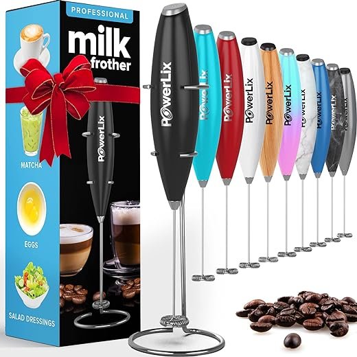 PowerLix Handheld Milk Frother with Stand