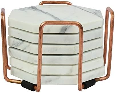 Premium Italian White Marble Coasters - Set of 6