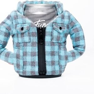 Puffin Flannel Can Cooler - Crater Blue