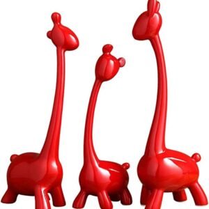 Red Giraffe Resin Cartoon Ornament Set