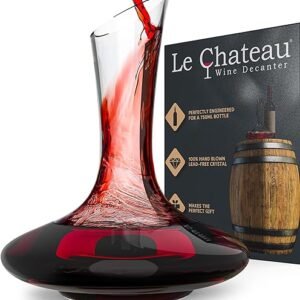 Red Wine Decanter - Hand Blown, Lead-Free Crystal