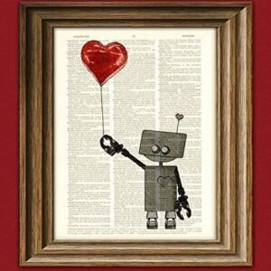 Robot Love Balloon Art Print