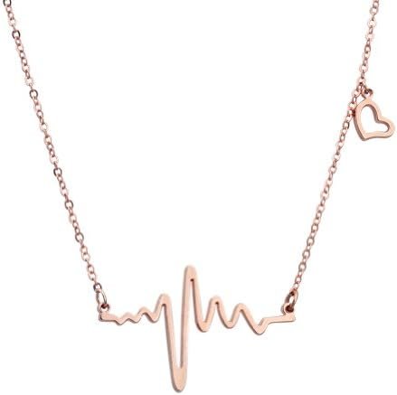 Rose Gold EKG Heartbeat Necklace