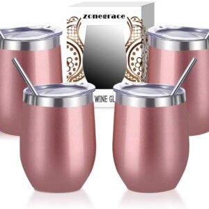 Rose Gold Stainless Steel Wine Tumbler Set
