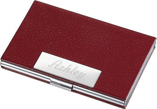 Samantha Red Leather Business Card Case