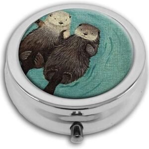 Sea Otter Round Pill Box - Custom Fashion Gift