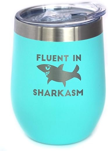 Sharkasm Wine Tumbler - Funny Shark Design