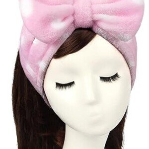 Soft Carol Fleece Hair Band (Pink Polka dots)