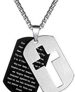 Stainless Steel Dog Tag Necklace with Lord's Prayer