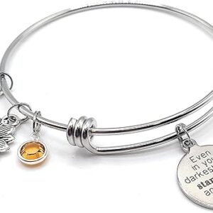 Steel Sunflower Charm Bracelet Bangle