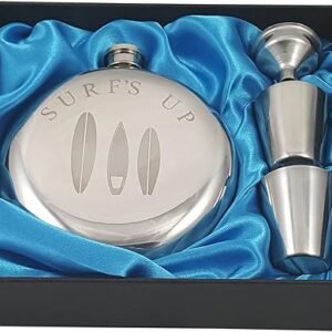 Surf's Up Flask Gift Set - Beach Engraved Flask