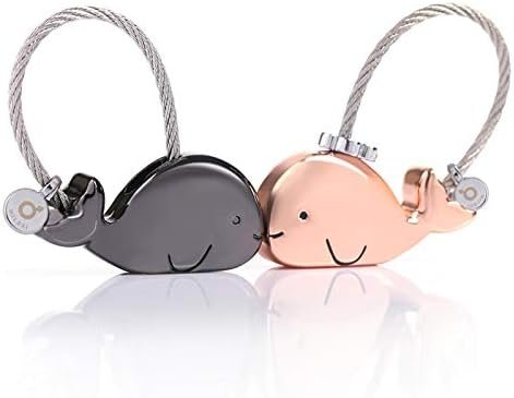 Sweet Kissing Whale Couple Keychains