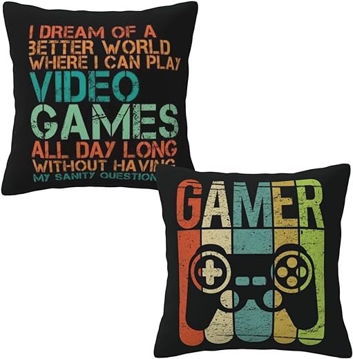 Teen Gamer Gifts - Gaming Throw Pillow Covers (Set of 2)