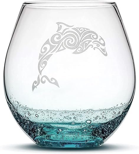 Tribal Dolphin Stemless Wine Glass