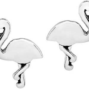 Tropical Flamingo Silver Stud Earrings