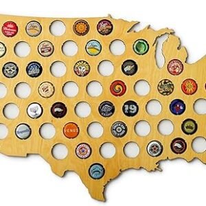 USA Beer Cap Map - Handcrafted Wood - Made in USA