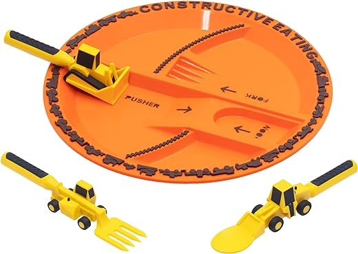 USA-Made Construction Plate & Utensils Set