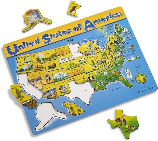 USA Map Wooden Puzzle: Melissa & Doug (45 pcs)