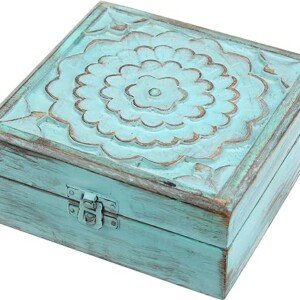 Vintage Blue Floral Wooden Keepsake Box