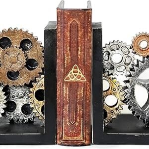 Vintage Industrial Gear Bookends for Home Decor