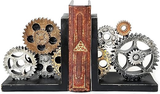 Vintage Industrial Gear Bookends for Home Decor