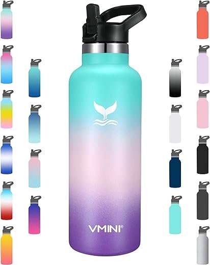 Vmini Vacuum Insulated Water Bottle - Gradient Mint/Pink/Purple, 22 oz