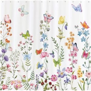 Watercolor Floral Shower Curtain for Bathroom
