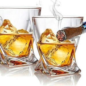 Whiskey Glass Tumbler with Side Holder