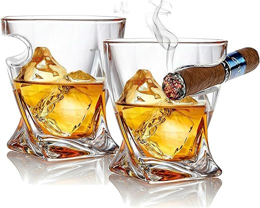 Whiskey Glass Tumbler with Side Holder