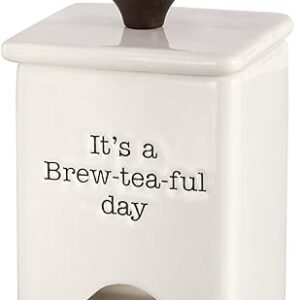 White Ceramic Tea Bag Caddy - Mud Pie