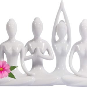White Ceramic Yoga Pose Figurine Set
