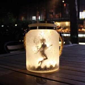 White Frosted Glass Hanging Solar Lantern