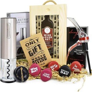 Wine Gifts Set with Accessories - Wooden Box