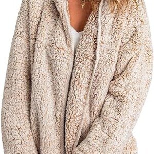 Womens Hooded Cardigan with Fleece Pocket