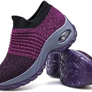 Women's Mesh Slip-On Sneakers - Air Cushion Platform Shoes