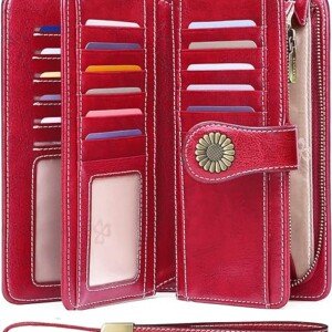 Women's RFID Blocking Leather Wallet with Large Capacity