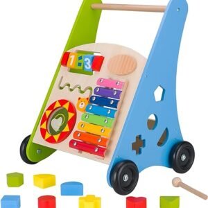 Wooden Baby Push Walkers with Montessori Toys