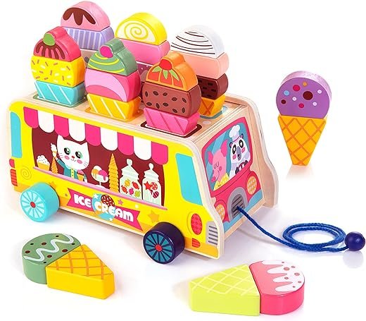 Wooden Ice Cream Truck Toy Set