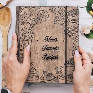 Wooden Recipe Book Binder - Personalized Cookbook Journal