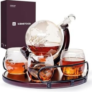 World Globe Whiskey Decanter Set