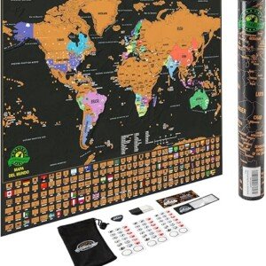 World Map Poster with Scratch Off