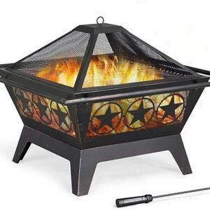 Yaheetech Outdoor Fire Pit with Spark Screen